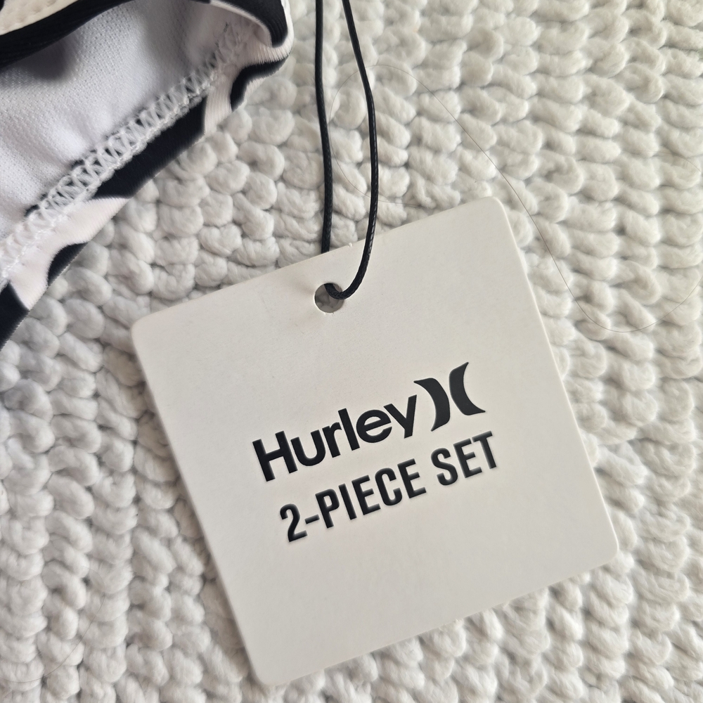 Hurley Black & White 2-Piece Girl's Bathing Suit - Picture 3 of 4